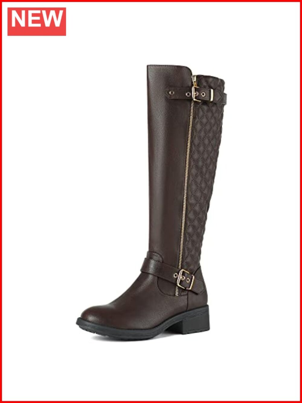 Women's Knee High Riding Boots Faux Leather Faux Fur Lined Block Heel